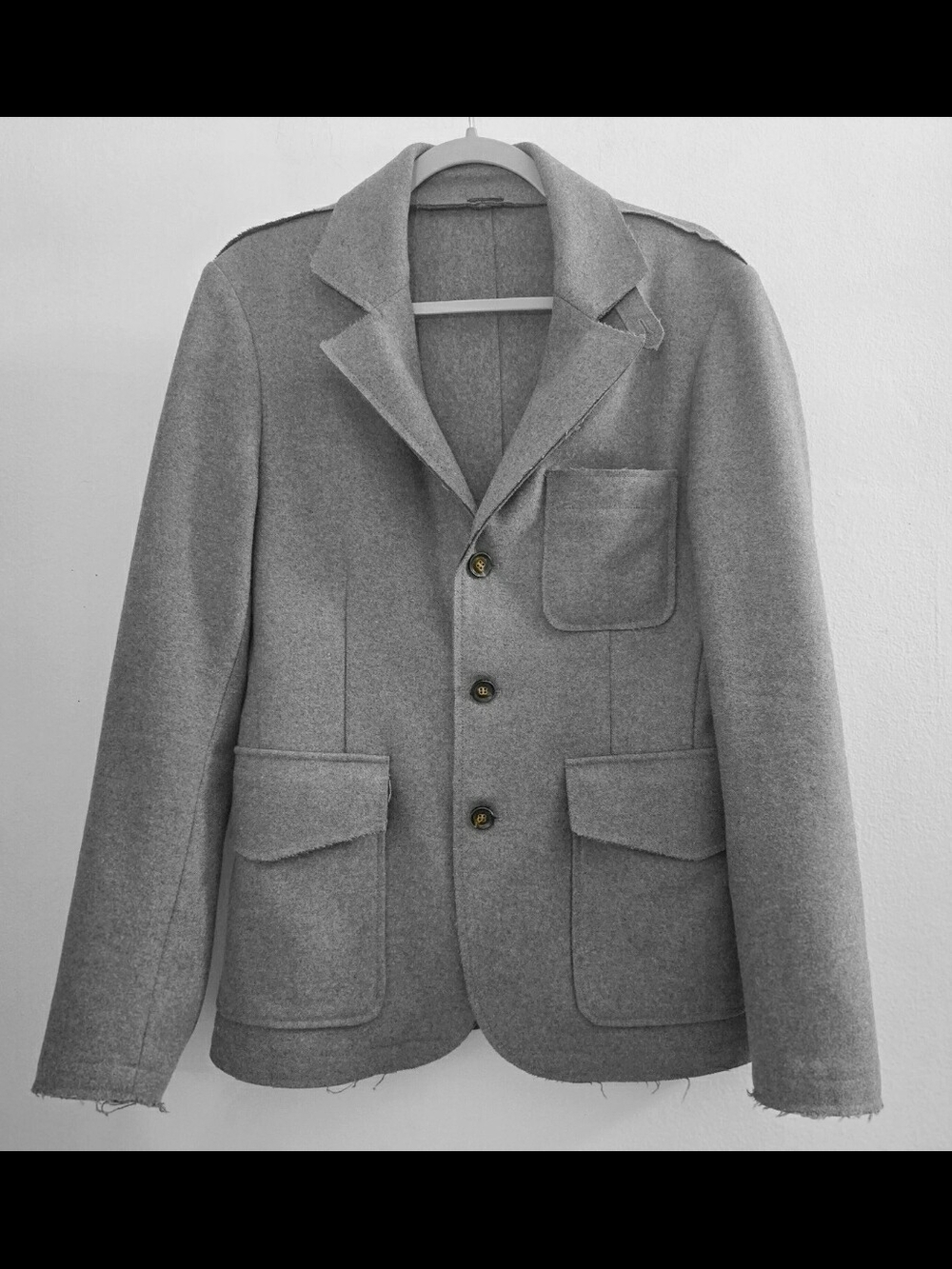 Maurizio Amadei Unisex,Size S-M,Raw Edge Wool Blazer Unlined Avant-garde Jacket